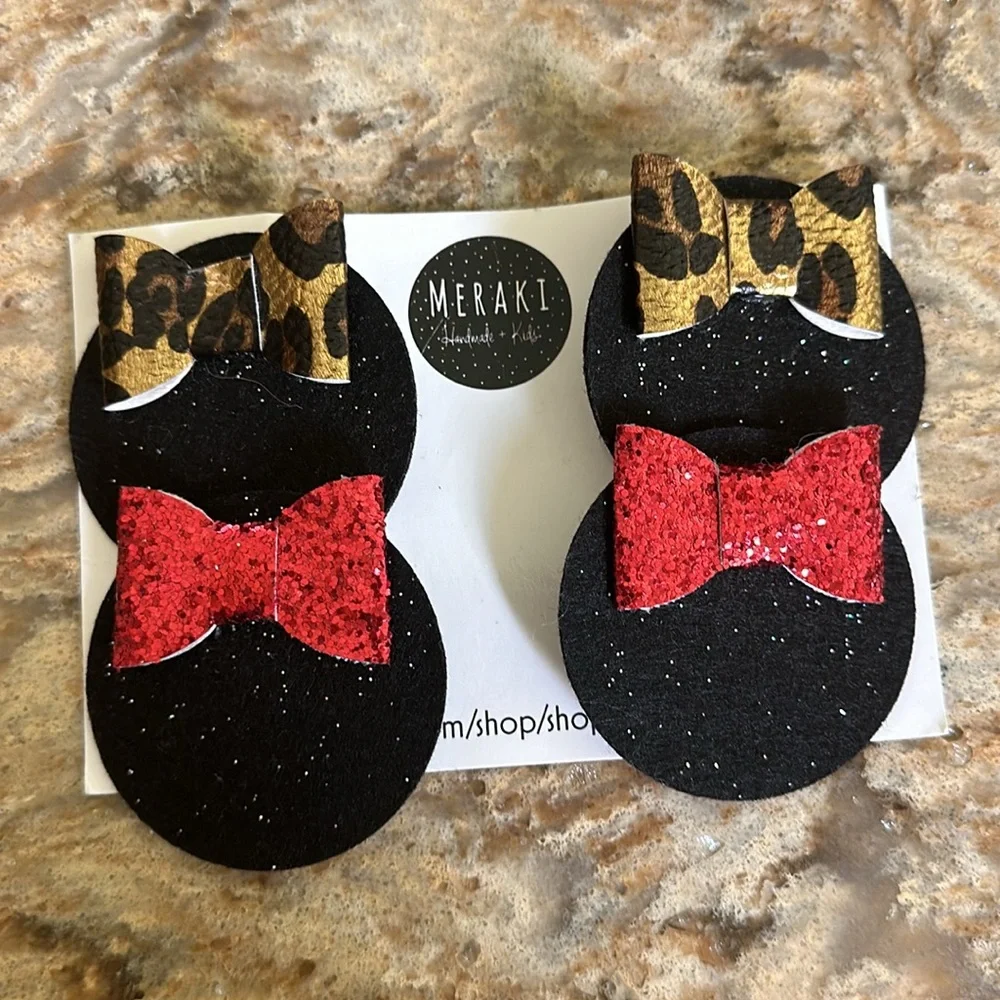 Handmade Minnie Mouse Ear Hair Clips Bought on Etsy